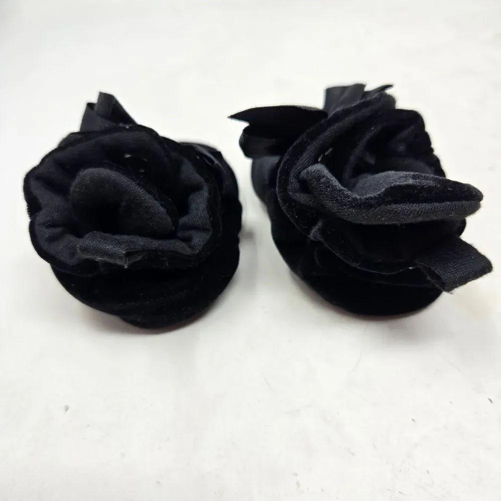 ROBEEZ Elegant Black Velvet Bow Baby Shoes Slippers 0-3‎ Months